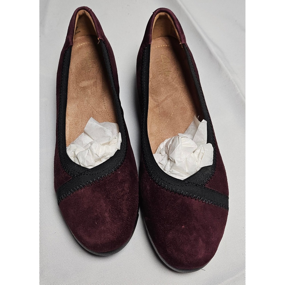 Clarks‎ Daelyn Hill Aubergine Suede Slip On Ballet Flats Women's 6W NIB